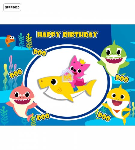 Baby Shark Birthday Party Photo Booth Backdrop - 8ft X 6ft - GPPPB020