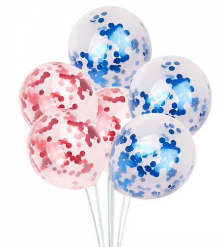 Blue & Red Confetti Balloons - Pack Of 20 Pcs