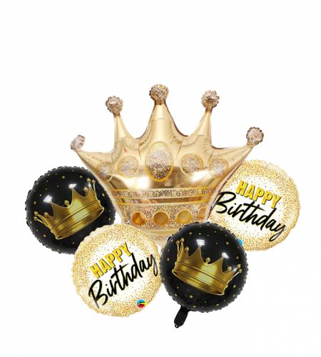 Crown Happy Birthday Foil Balloon Set Of 5 Pcs