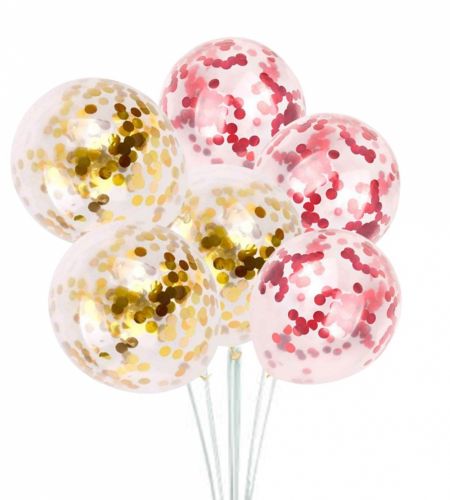 Gold & Red Confetti Balloons - Pack Of 20 Pcs
