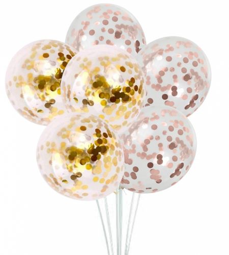 Gold & Rose Gold Confetti Balloons - Pack Of 20 Pcs