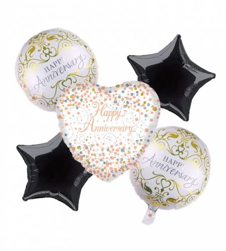 Happy Anniversary Foil Balloon Set Of 5 Pcs..