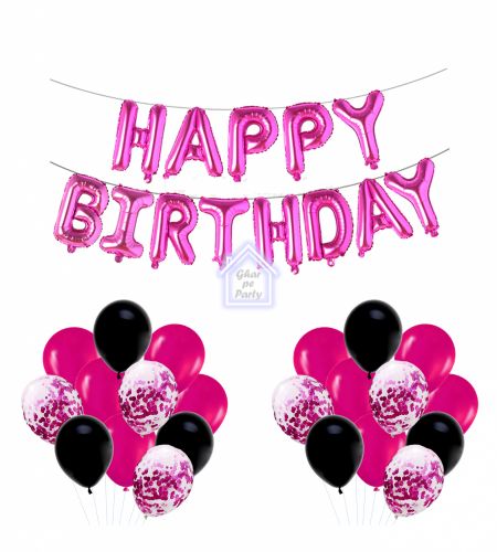 Happy Birthday Black & Pink - 61pcs Pack