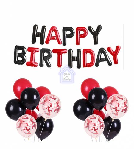 Happy Birthday Black & Red - 61pcs Pack