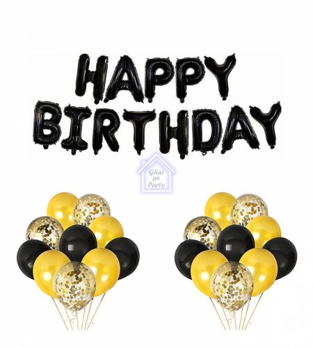 Happy Birthday Gold & Black - 51pcs Pack