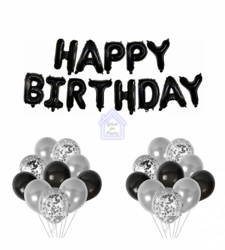 Happy Birthday Silver & Black - 51pcs Pack