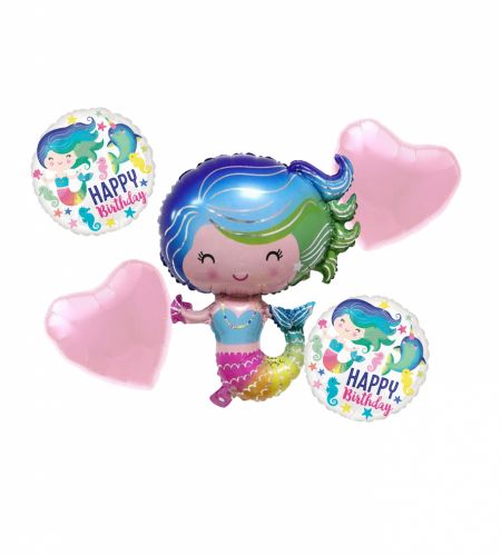 Mermaid Foil Balloon Set Of 5 Pcs