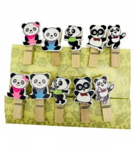 Mini Wooden Panda Clips With Rope