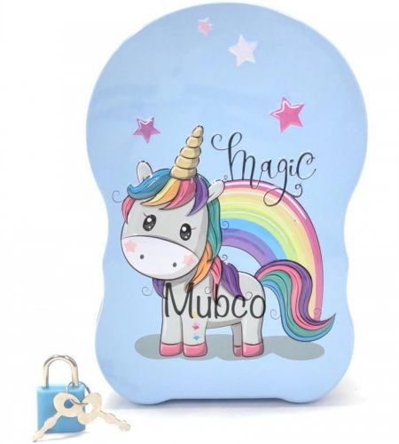 Mubco Metal Body Piggy Bank Saving Money Coin Box Print Lock & and Key