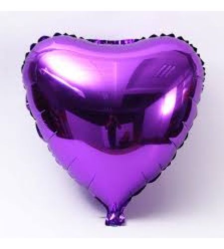 Purple Heart Foil Balloon - 16 Inches - Pack Of 10