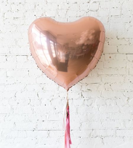 Rose Gold Heart Foil Balloon - 16 Inches - Pack Of 10