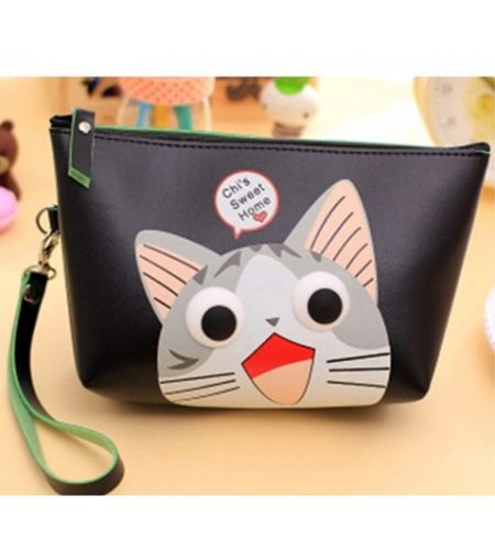 Silicon Eye Pouch - Pen & Pencil Pouch / Keys Pouch/ Toiletries Pouch/ Cosmetic Organizer / Travelling kit (Cat)