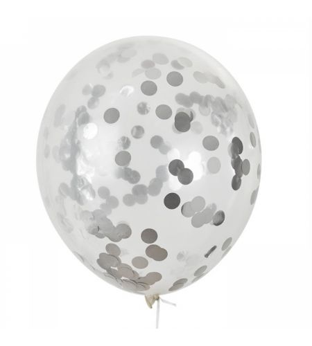 Silver Confetti Balloons - Pack of 20 pcs