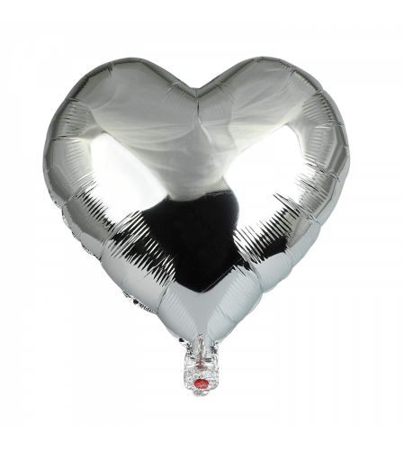 Silver Heart Foil Balloon - 16 Inches - Pack Of 5
