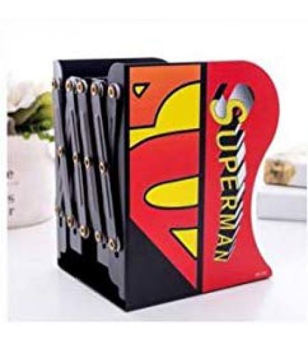 Superman Themed Retractable Foldable Metal Book Shelf | Holder | Bookend | Stand | Rack For Kids And Students