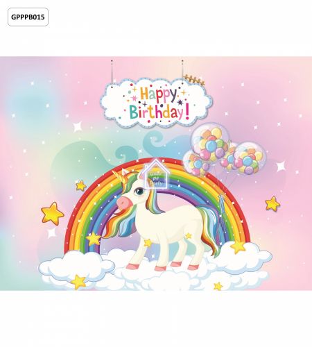 Unicorn Birthday Party Photo booth Backdrop - 8ft x 6ft - GPPPB015