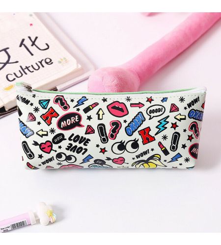 White Case With Diamonds And Lipsticks Design Cosmetic Bag /travel Pouch / Pencil Pouch